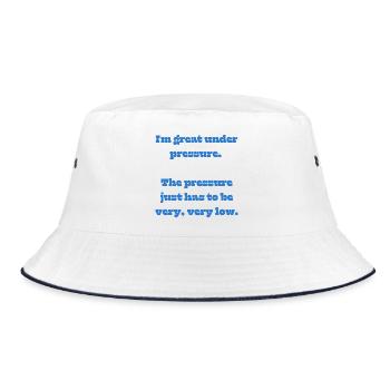 Unter Druck – wenig Druck, viel Stil - Bucket Hat - Weiß/Navy - Vorne