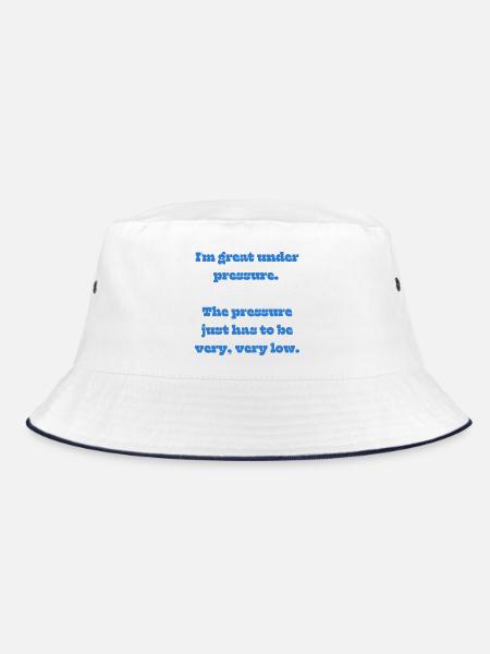 Unter Druck – wenig Druck, viel Stil - Bucket Hat - Weiß/Navy