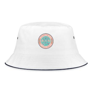 Herzabzeichen mit Stethoskop für registrierte Krankenschwestern - Bucket Hat - Weiß/Navy - Vorne