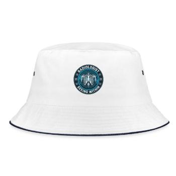 Radiologe Röntgenröntgen medizinisches Abzeichen als Geschenk - Bucket Hat - Weiß/Navy - Vorne