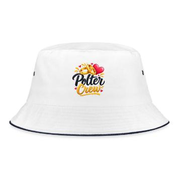 Polter Crew , Polterabend Shirt - Bucket Hat - Weiß/Navy - Vorne