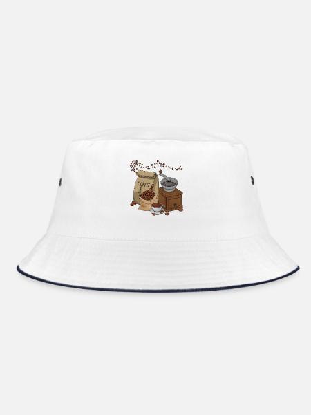 Kaffee - Bucket Hat - Weiß/Navy