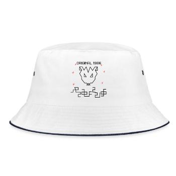 MANDOMBE_ORIGNAL - Bucket Hat - Weiß/Navy - Vorne