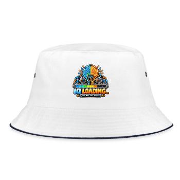 IQ Loading Gehirn Neon Design - Bucket Hat - Weiß/Navy - Vorne