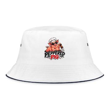 Peppered Pig Kochchef Cartoon - Bucket Hat - Weiß/Navy - Vorne