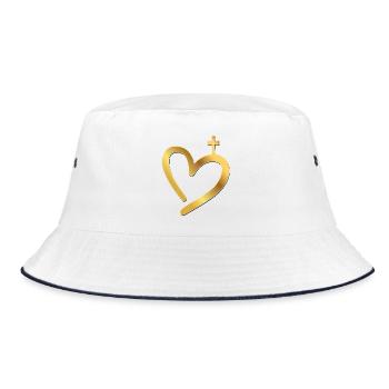 Verehrungskreuz Herz - Bucket Hat - Weiß/Navy - Vorne