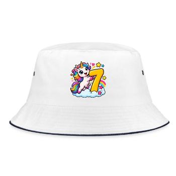 Regenbogen-Einhorn Siebenzauber - Bucket Hat - Weiß/Navy - Vorne