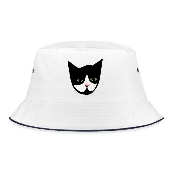 Midnight Cat Nose Gesichtskunst - Bucket Hat - Weiß/Navy - Vorne
