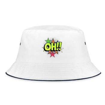 OH Pop Art Burst Neon Stars - Bucket Hat - Weiß/Navy - Vorne