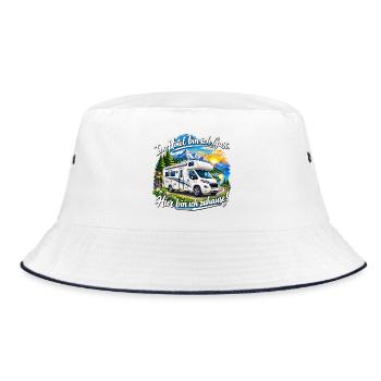 Wohnmobil , Camping Kult , Reisemobil Hotel - Bucket Hat - Weiß/Navy - Vorne