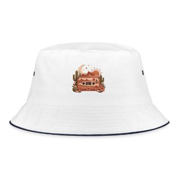 Wüsten Cassette Traumlandschaft - Bucket Hat - Weiß/Navy - Vorne