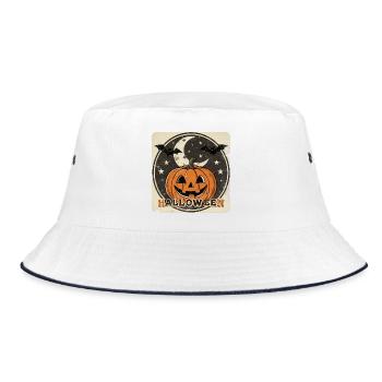 Vintage Halloween – Retro Kürbis Spooky Design - Bucket Hat - Weiß/Navy - Vorne