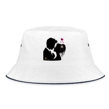 Hochzeit Brautpaar - Bucket Hat - Weiß/Navy - Vorne