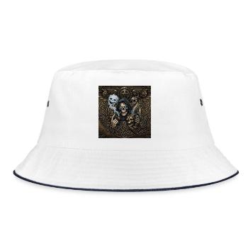 Keltischer Steampunk-Sensenmann - Bucket Hat - Weiß/Navy - Vorne