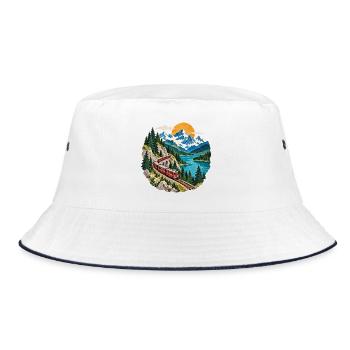 Bergbahn am See Panorama - Bucket Hat - Weiß/Navy - Vorne