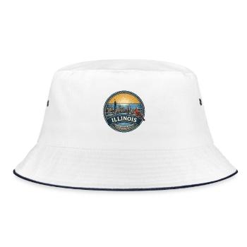 Illinois Chicago Skyline Vintage-Reisegeschenk - Bucket Hat - Weiß/Navy - Vorne