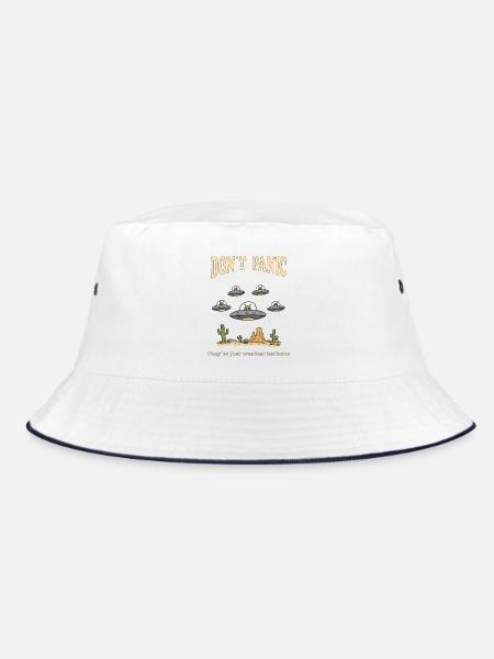 Dont Panic Theyre Just Weather Balloons - Bucket Hat - Weiß/Navy