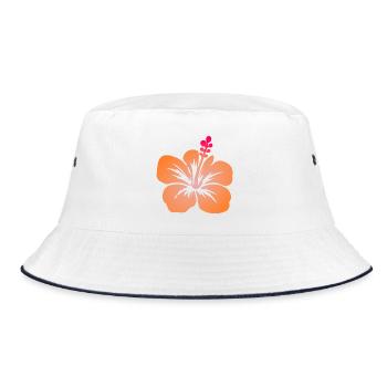 Tropische Blumen - Bucket Hat - Weiß/Navy - Vorne