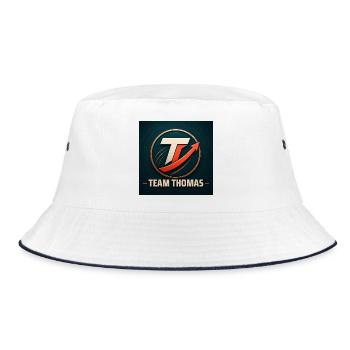 Team Thomas Familienname Teamname Unternehmensname - Bucket Hat - Weiß/Navy - Vorne