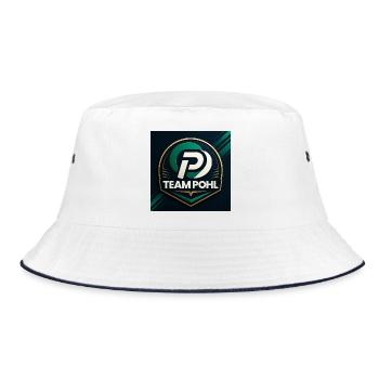Team Pohl Logo Nachname Name Familie Firma - Bucket Hat - Weiß/Navy - Vorne