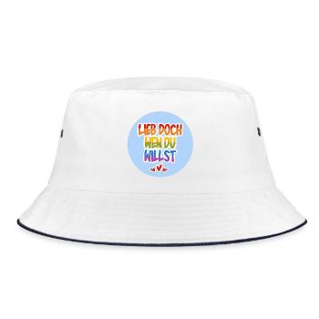 Lieb_doch_wen_du_willst_hellblau - Bucket Hat - Weiß/Navy - Vorne
