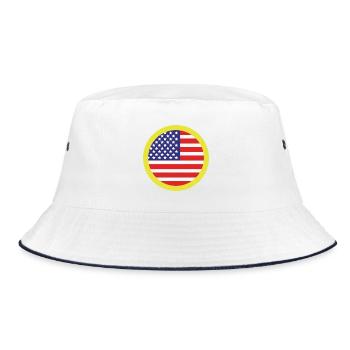 Flagge der Vereinigten Staaten - Bucket Hat - Weiß/Navy - Vorne