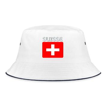 Schweiz - Bucket Hat - Weiß/Navy - Vorne