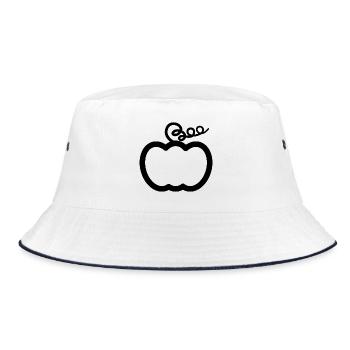 Minimalistischer Kürbis "Boo" - Bucket Hat - Weiß/Navy - Vorne