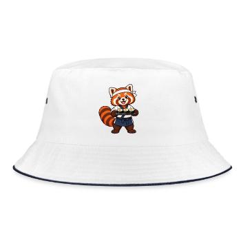 Red Panda Sushi-Koch mit Sushi-Rollen - Bucket Hat - Weiß/Navy - Vorne