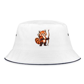 Bogenschießen Roter Panda mit Bogen und Köcher - Bucket Hat - Weiß/Navy - Vorne