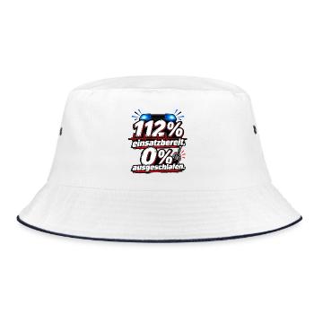 112% Einsatzbereit Schlafmangel - Bucket Hat - Weiß/Navy - Vorne