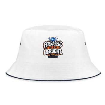 Feierabend ist ein Gerücht - Bucket Hat - Weiß/Navy - Vorne
