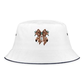 Leopardenschleife Juwel-Design - Bucket Hat - Weiß/Navy - Vorne