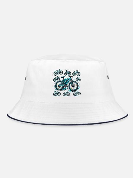 Türkisfarbenes Fahrrad in Burst - Bucket Hat - Weiß/Navy