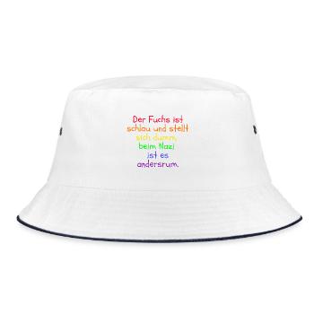 DER FUCHS IST SCHLAU, BEIM NZI IST ES ANDERSRUM - Bucket Hat - Weiß/Navy - Vorne