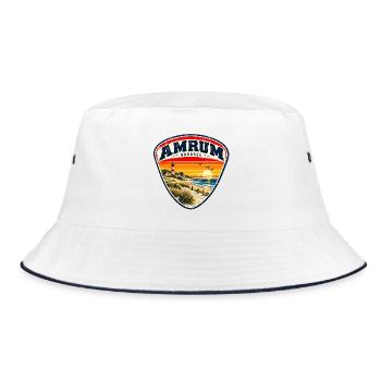 Amrum - Nordsee - Insel - Wittdün - Nebel Norddorf - Bucket Hat - Weiß/Navy - Vorne