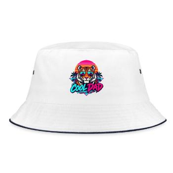 Tiger Retro Sonnenbrillen Dad - Bucket Hat - Weiß/Navy - Vorne