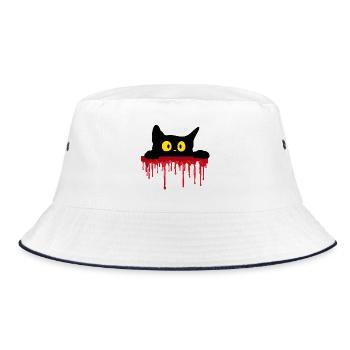 Unheimliche schwarze Katze - Bucket Hat - Weiß/Navy - Vorne