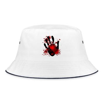 Halloween Blutende Hand - Bucket Hat - Weiß/Navy - Vorne