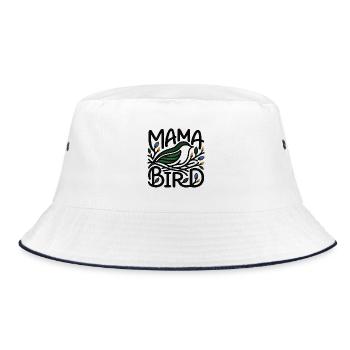 Mama Bird – Minimalistischer skandinavischer Stil - Bucket Hat - Weiß/Navy - Vorne