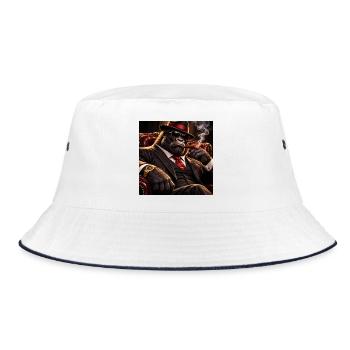 Gorilla-Dandy im Smoking und Zigarre - Bucket Hat - Weiß/Navy - Vorne