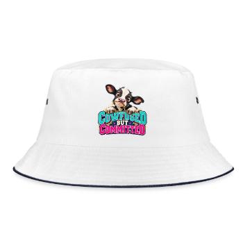 Cowfused But Committed - Bucket Hat - Weiß/Navy - Vorne