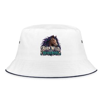 Geboren Wild, Ländlich Aufgewachsen - Bucket Hat - Weiß/Navy - Vorne