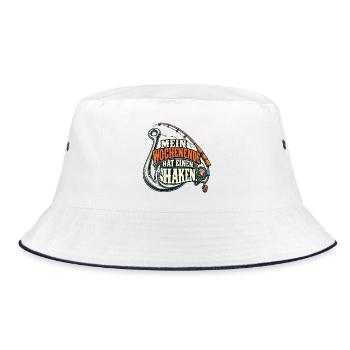 Mein Wochenende hat einen Haken – Lustiges Retro-A - Bucket Hat - Weiß/Navy - Vorne