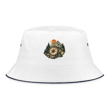 Kompasspfad im Bergwald - Bucket Hat - Weiß/Navy - Vorne