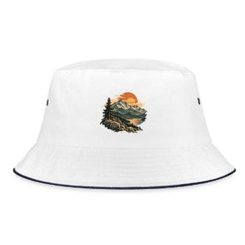 Abendrot am Bergsee - Bucket Hat - Weiß/Navy - Vorne
