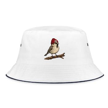 Spatz mit Mütze - FCK NZS - Statement gegen Rechts - Bucket Hat - Weiß/Navy - Vorne
