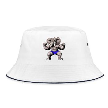 Fitness Elefanten - Bucket Hat - Weiß/Navy - Vorne