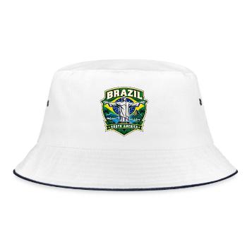 Brazil Pride Emblem | Der Retter Rio - Bucket Hat - Weiß/Navy - Vorne