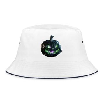 Steampunk-Neon-Kürbis der Zahnräder - Bucket Hat - Weiß/Navy - Vorne